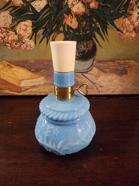 Vintage AVON Blue Milk Glass Perfume Bottle (Empty)